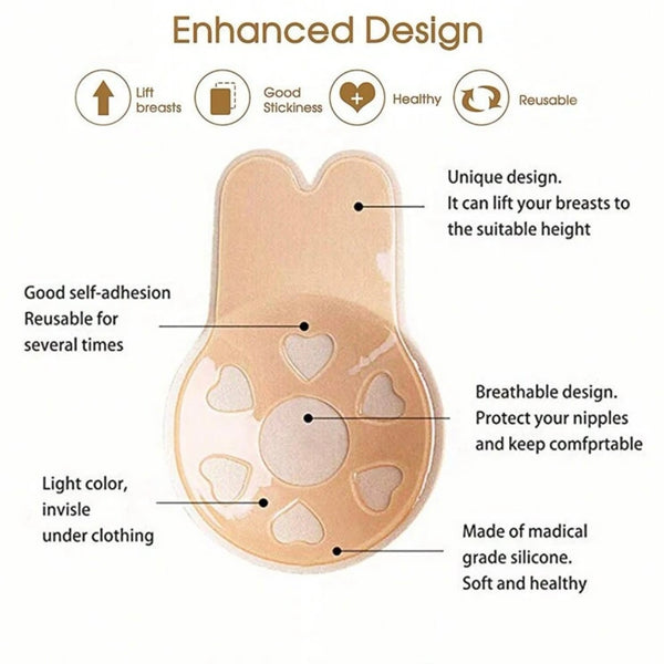 Självhäftande push up BH bröstvårtskydd hudfärg (nude, beige)