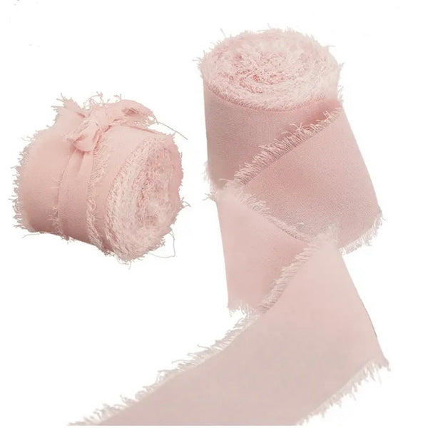 Chiffongband 500 cm ljus gammalrosa
