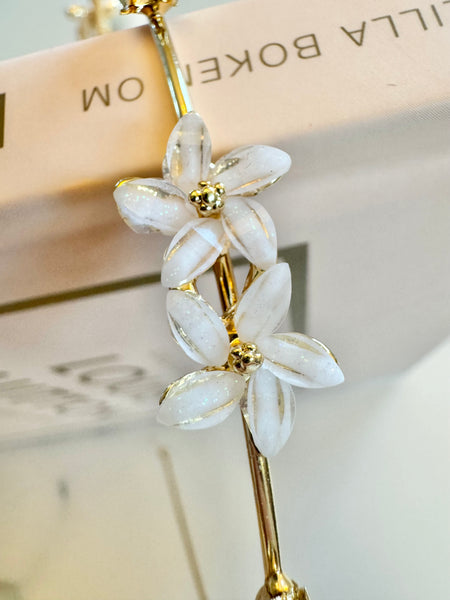 Diadem guld med stenar & blommor