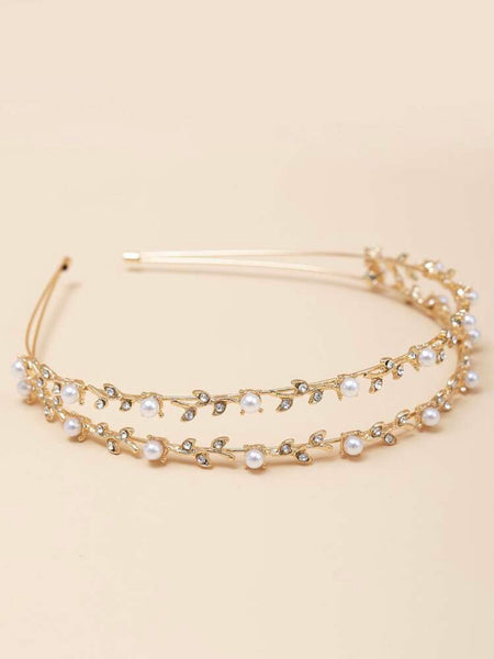 Diadem guld med stenar & pärlor