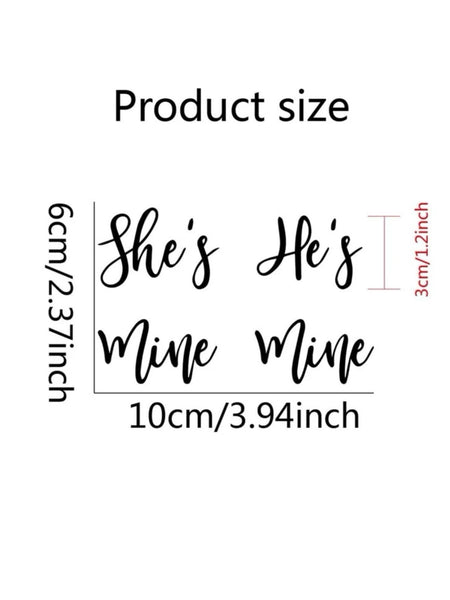 Skodekoration ”She’s mine” & ”He’s mine”, svarta stickers sko