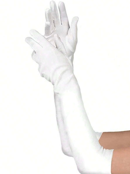 Handskar vit satin långa (brudhandskar)