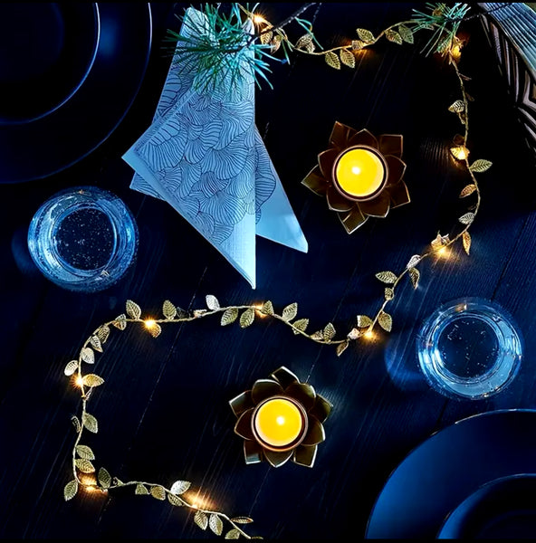 Ljusslinga guldiga blad 200 cm/2 m varm vit (20 LEDs)