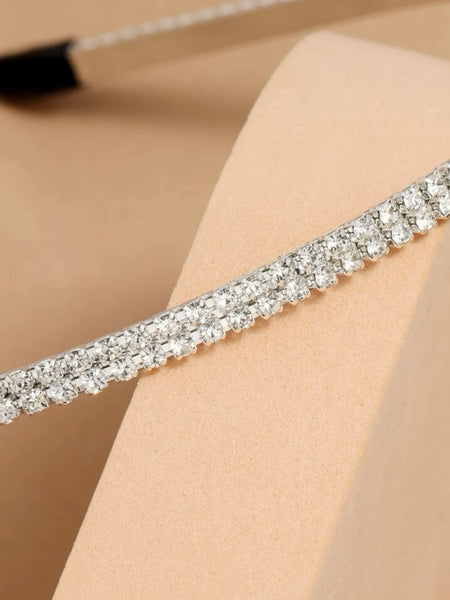 Diadem med stenar strass silver