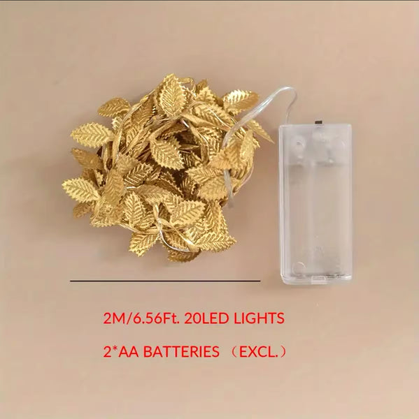 Ljusslinga guldiga blad 200 cm/2 m varm vit (20 LEDs)