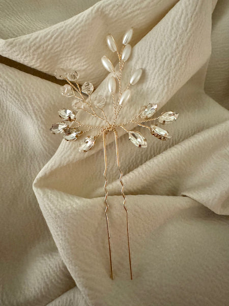 Hårnål med stenar & pärlor guld