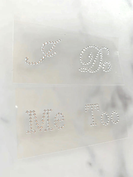 Skodekoration ”I do” & ”Me too”, silverstenar