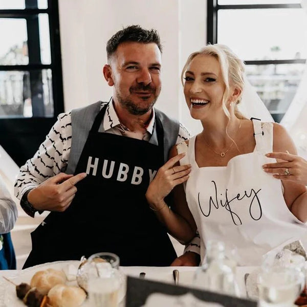 Förkläde Wifey vit till bruden / frun