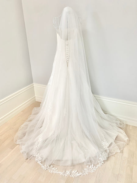 Brudslöja 200 cm med spets, off white