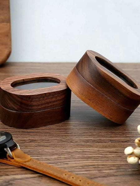 Ringask elegant trä två ringar (dubbel ringbox)
