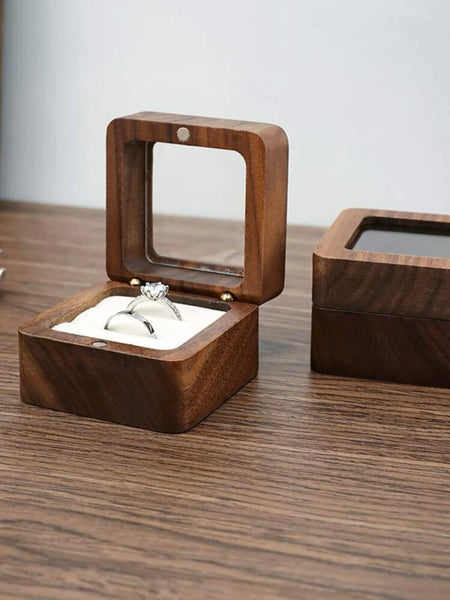 Ringask elegant trä två ringar (dubbel ringbox)
