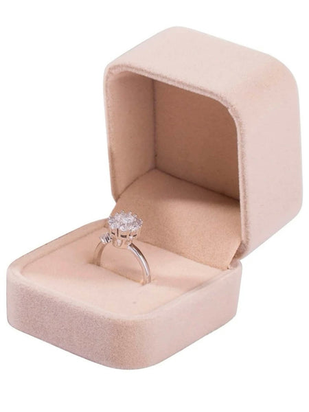 Ringask beige sammet (ringbox en ring)