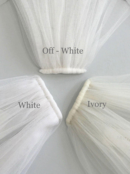 Brudslöja med pärlor, 250 cm off white