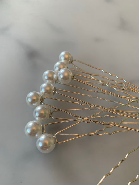 20 st hårnålar silver med pärlor 10 mm