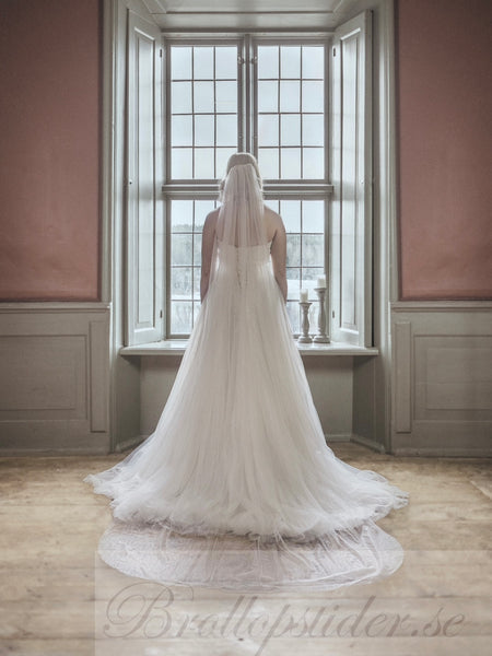 Brudslöja glitter, 300 cm champagne/benvit/ivory