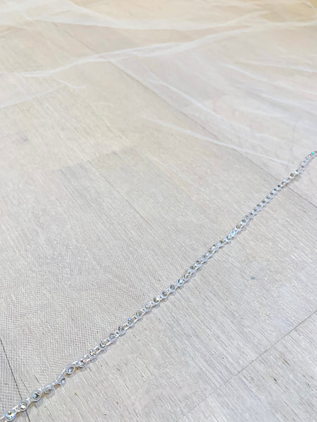 Brudslöja med stenkant, 300 cm ivory (benvit)