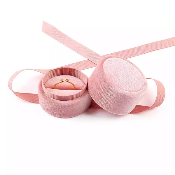 Ringask med band puderrosa (ljusrosa ringbox)