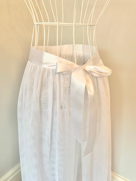 Extrakjol underkjol med knytband i satin, off white onesize