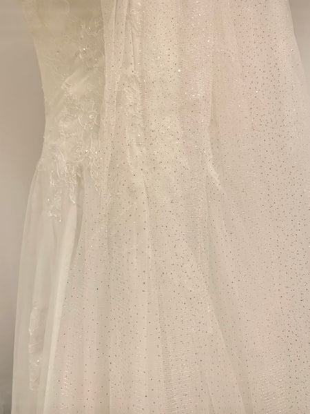 Brudslöja glitter, 300 cm champagne/benvit/ivory