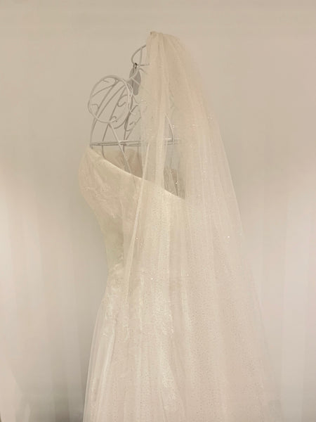 Brudslöja glitter, 300 cm champagne/benvit/ivory
