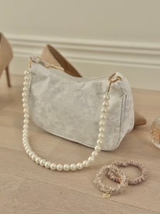 Handväska spets & pärlor, vit