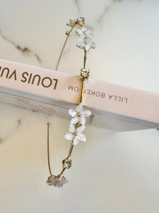 Diadem guld med stenar & blommor