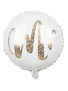 Folieballong Mr vit & guld 45 cm