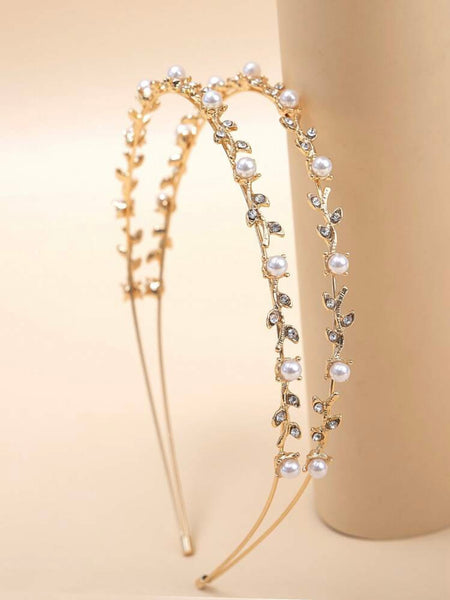 Diadem guld med stenar & pärlor