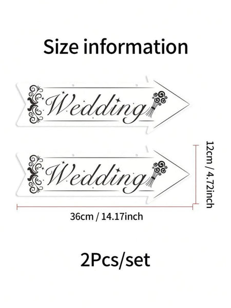 2-pack skylt pil ”Wedding” vit