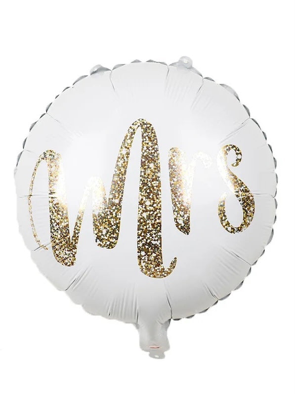 Folieballong Mrs vit & guld 45 cm
