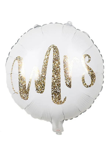 Åter v39. Folieballong Mrs vit & guld 45 cm