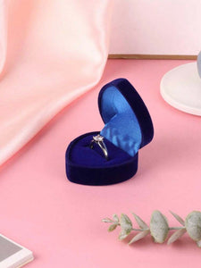 Ringask kungsblå sammet hjärtformad (ringbox en ring)
