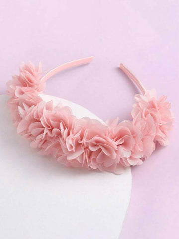 Diadem rosa blomster i tyll