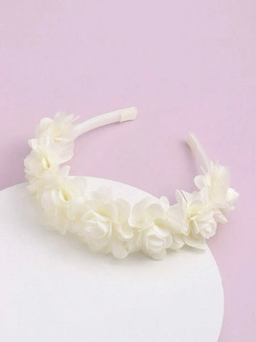 Diadem tyllblommor creme