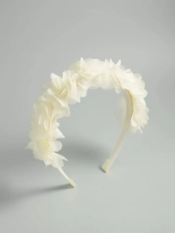 Diadem tyllblommor creme