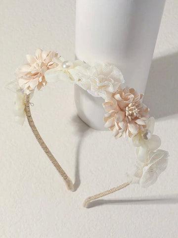 Diadem vita & ljusrosa blommor