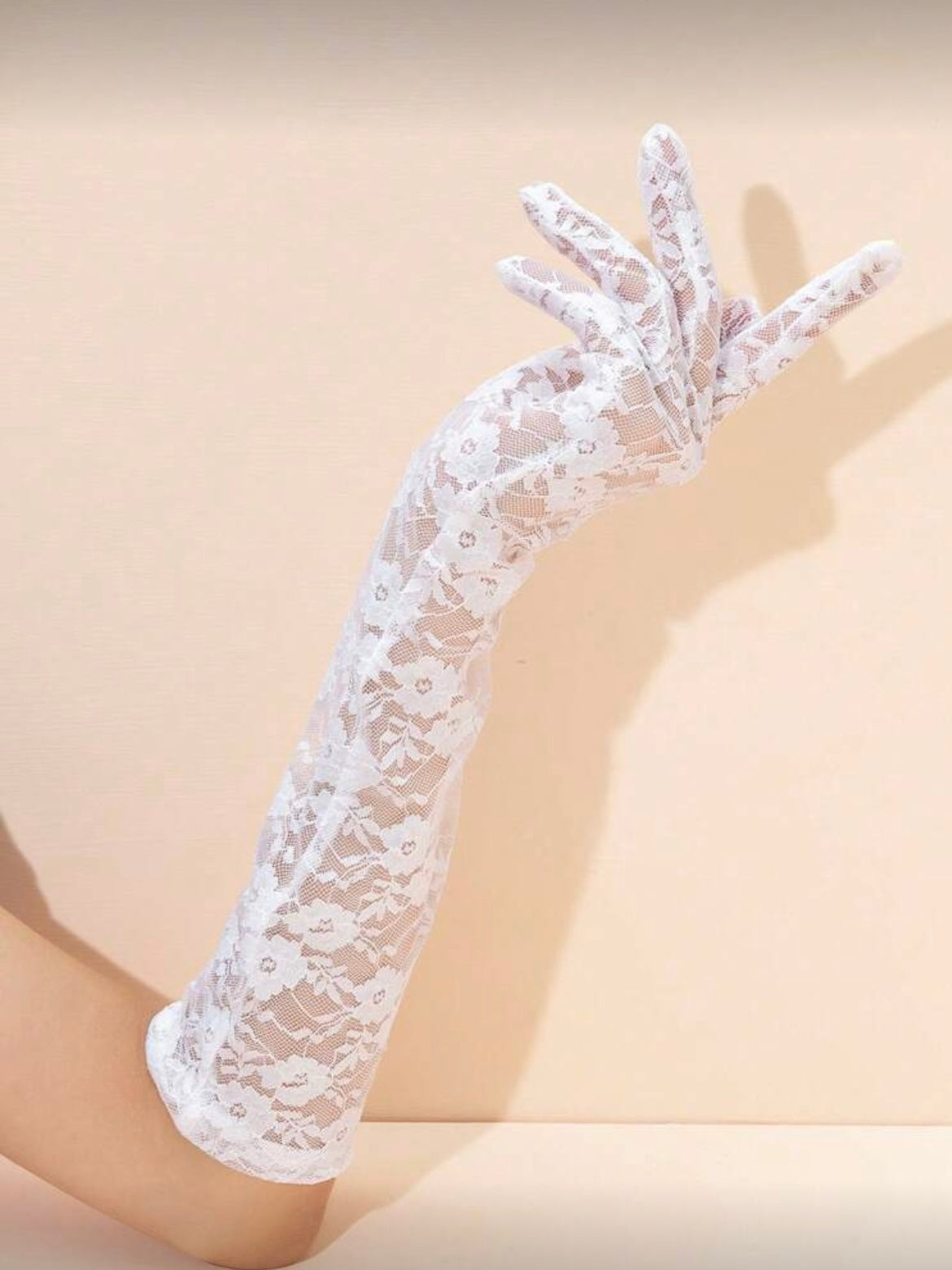 Handskar vit spets onesize (brudhandskar)