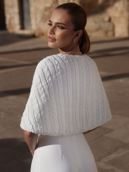 Kabelstickad bolero Bianco Evento elfenben (E478)
