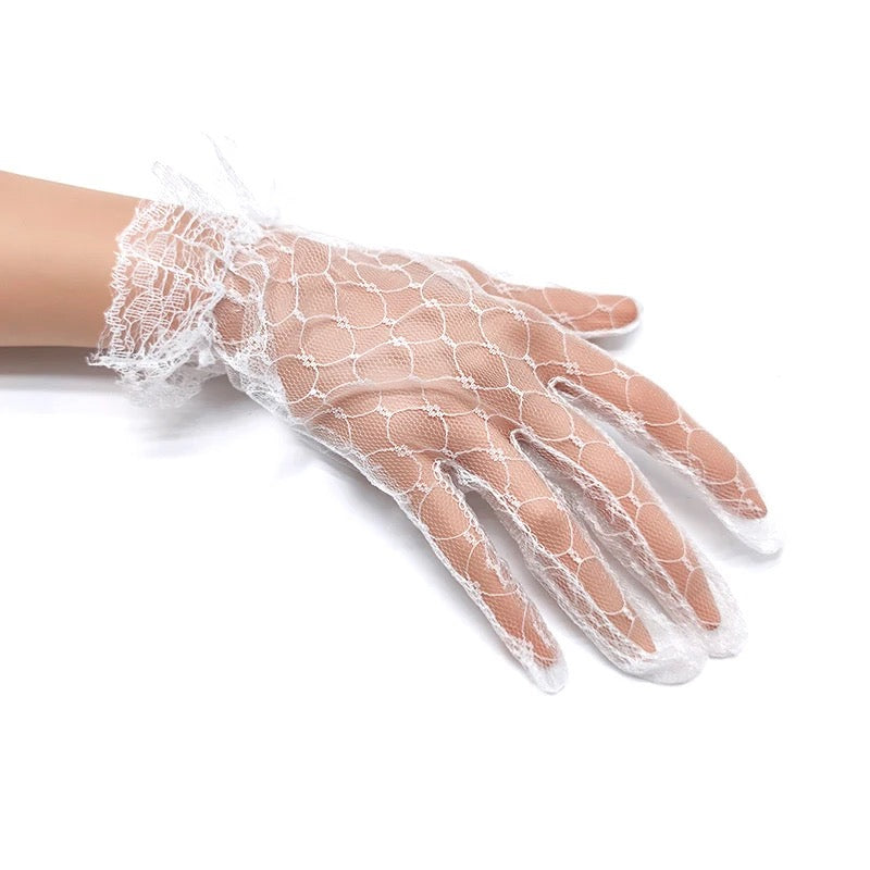 Handskar vit spets onesize (brudhandskar)