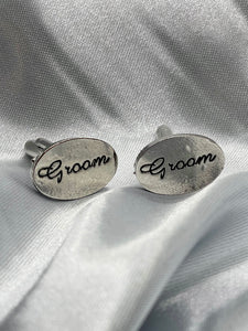 Manschettknappar silver “Groom” till brudgummen